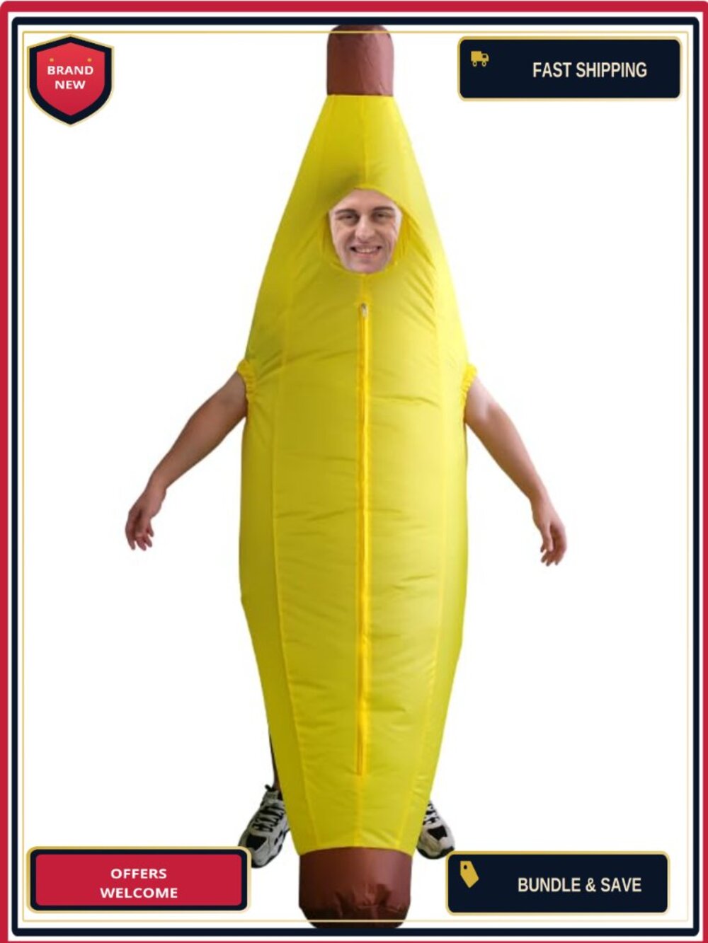 Inflatable Banana Costume Adult Blow Up Fruit Suit Funny Halloween Party Cosplay